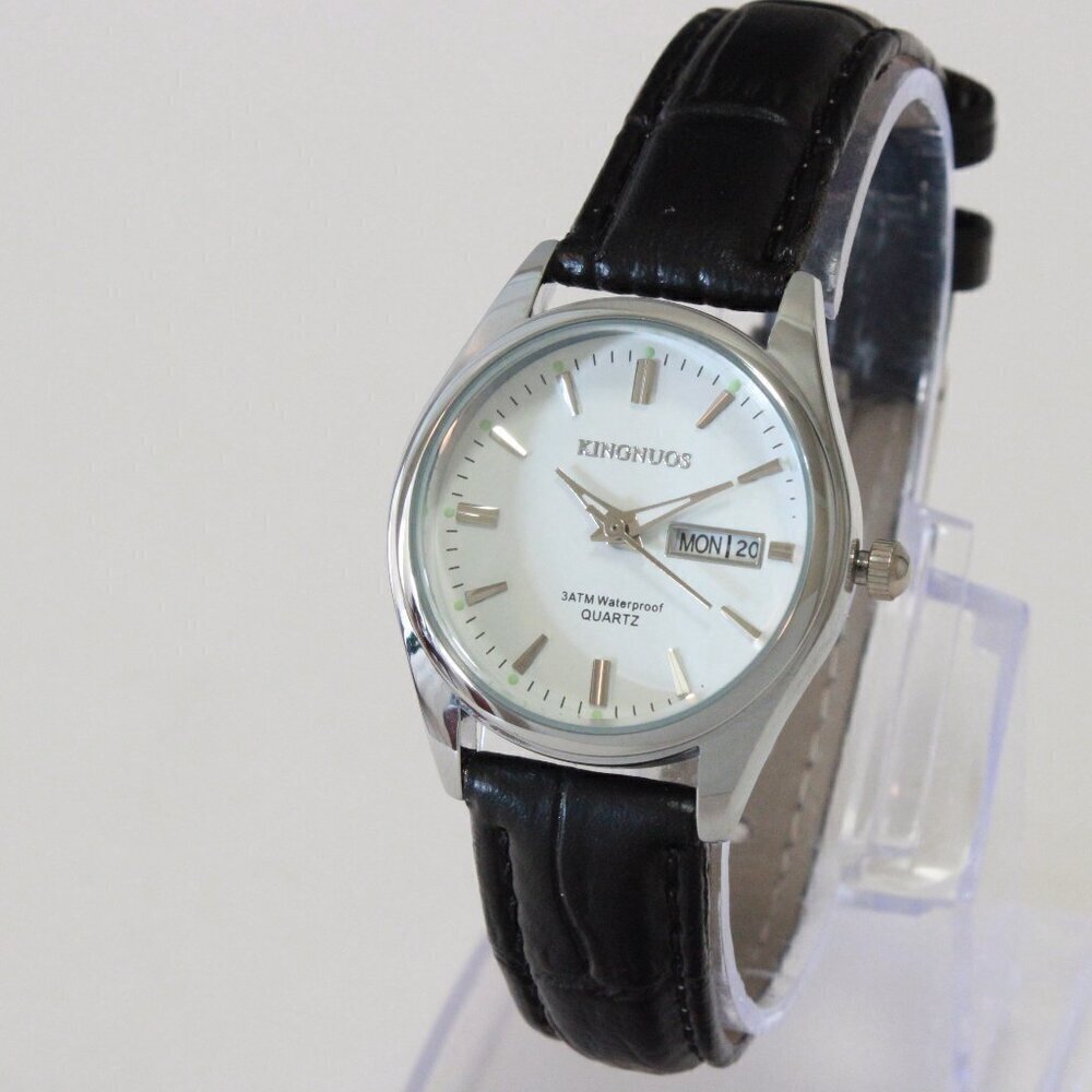 Women's Contemporary Dress Watch Silver With Black Strap 28mm - Picture 4 of 10